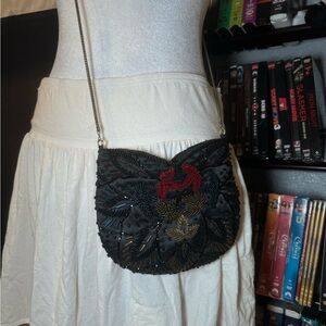 Elegant Black Beaded Women's Bag